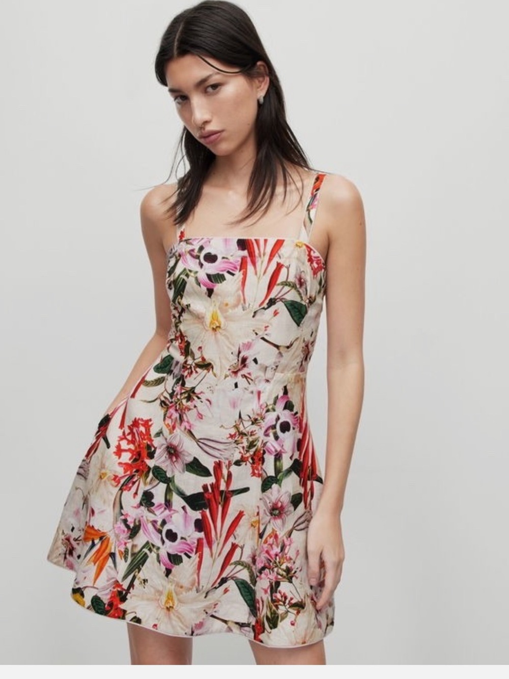 All Saints Char Leondra Floral Linen Mini Dress